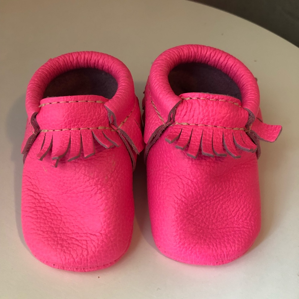 Freshly Picked neon pink moccasins size 2